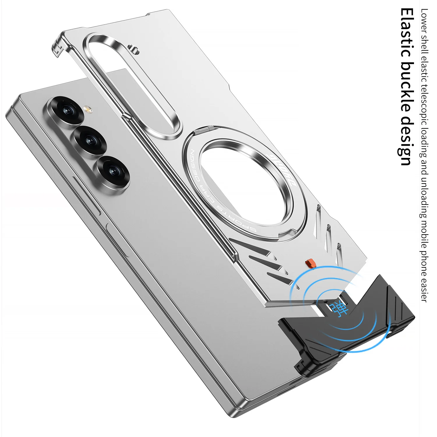 Samsung Galaxy Z Fold6 (SM-F956) - Borderless Aluminum Alloy Leather Snap Metal Case - Image 7