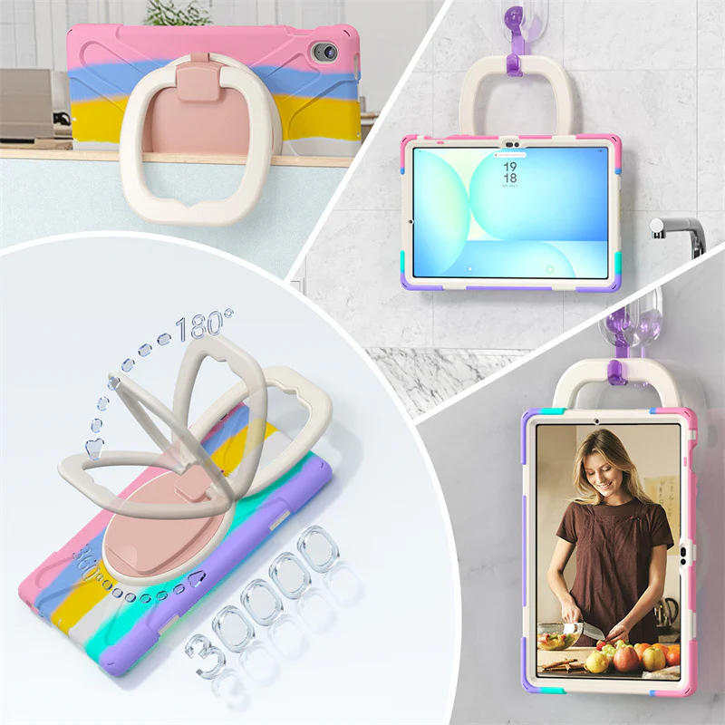 Samsung Tab S10 FE Plus 13.1" 2025 - 360 Degree Rotation Heavy Duty EVA Kid Friendly Ring Holder Stand Case - Image 9