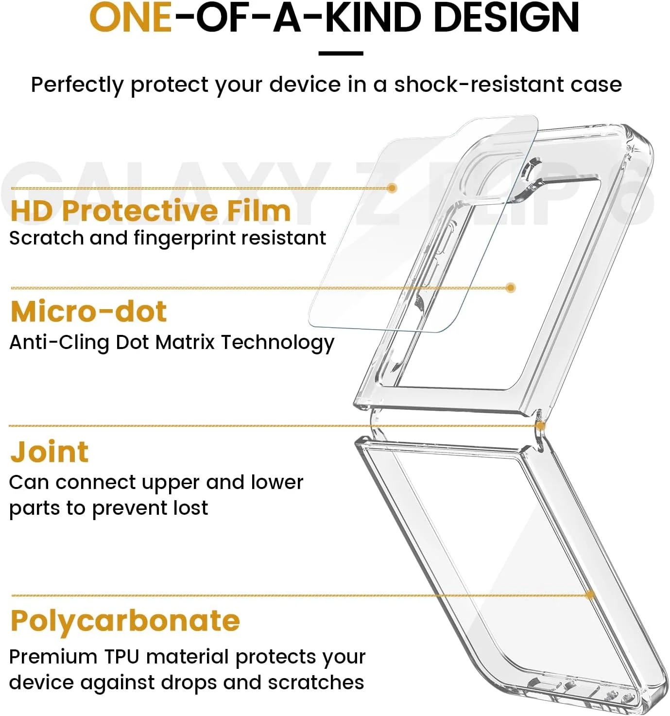 Samsung Z Flip6 - Hard PC Ultra Thin Hinge Protection Shockproof Non-Slip Scratch-Resistant Full Protective Clear Case - Image 2