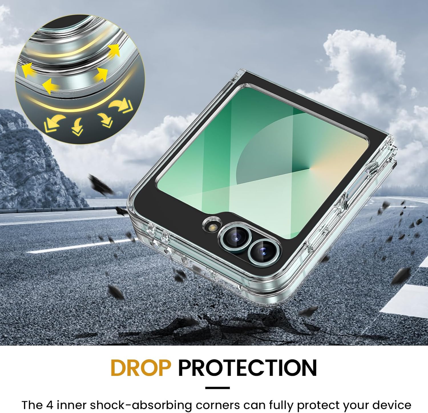 Samsung Z Flip6 - Hard PC Ultra Thin Hinge Protection Shockproof Non-Slip Scratch-Resistant Full Protective Clear Case - Image 5