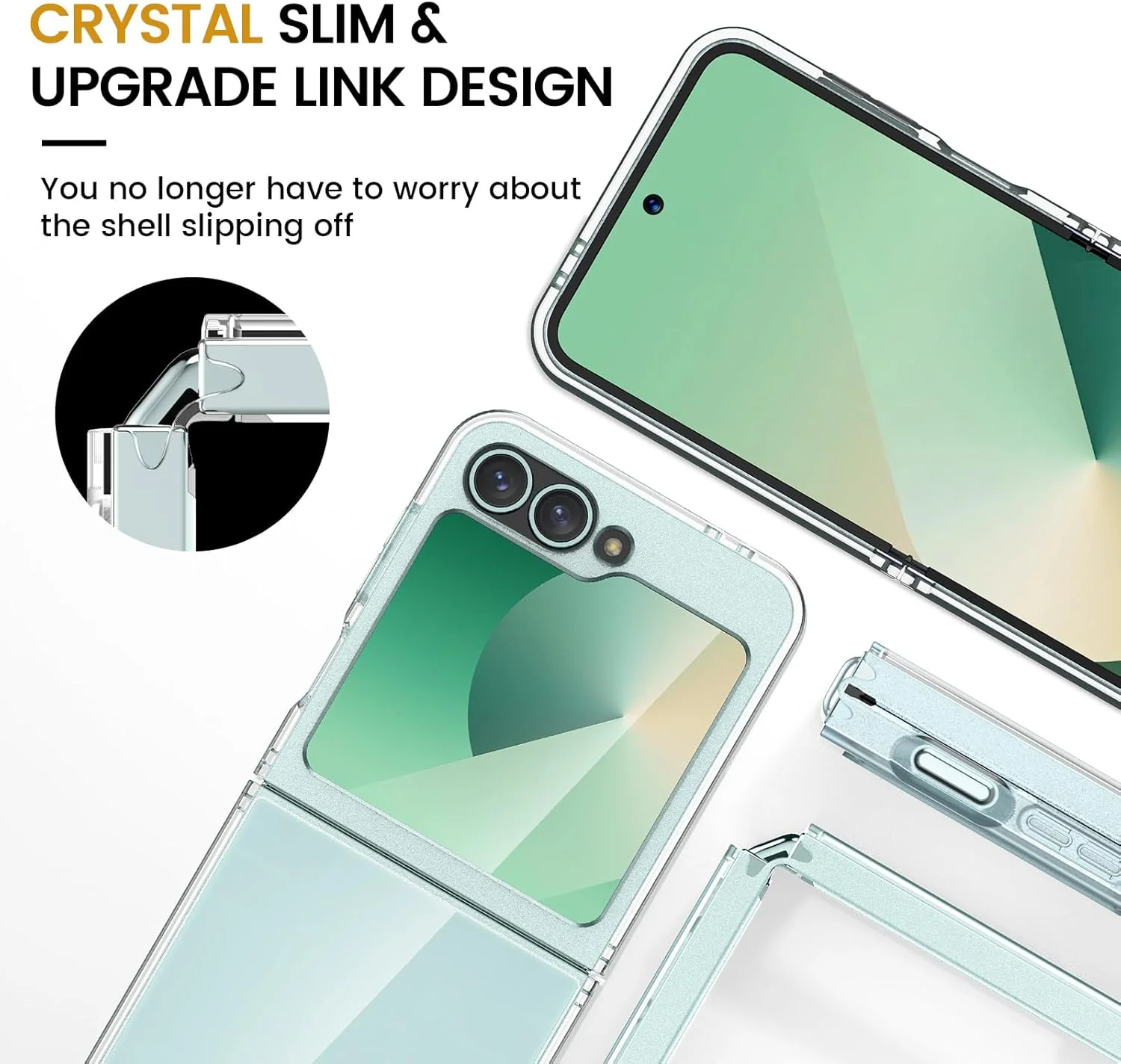 Samsung Z Flip6 - Hard PC Ultra Thin Hinge Protection Shockproof Non-Slip Scratch-Resistant Full Protective Clear Case - Image 7