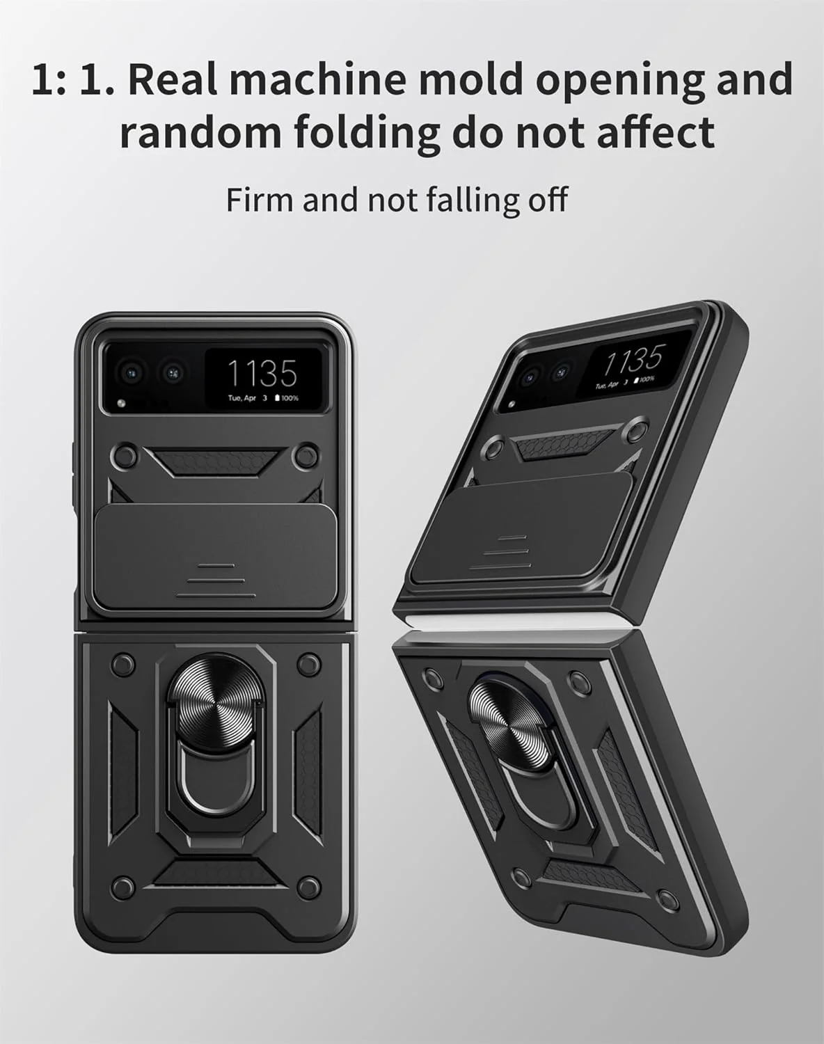 [Sliding Camera Cover][Built-in Stand] Motorola Moto Razr 40/Razr 2023 - Military Grade Hard PC Rugged Heavy Duty Case - Image 2