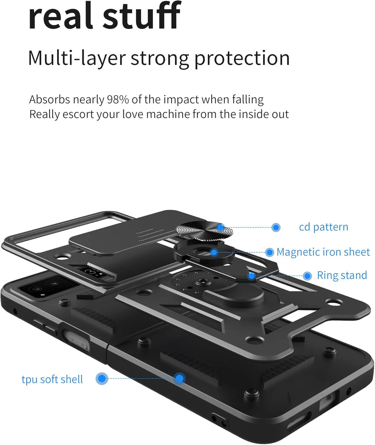 [Sliding Camera Cover][Built-in Stand] Motorola Moto Razr 40/Razr 2023 - Military Grade Hard PC Rugged Heavy Duty Case - Image 4