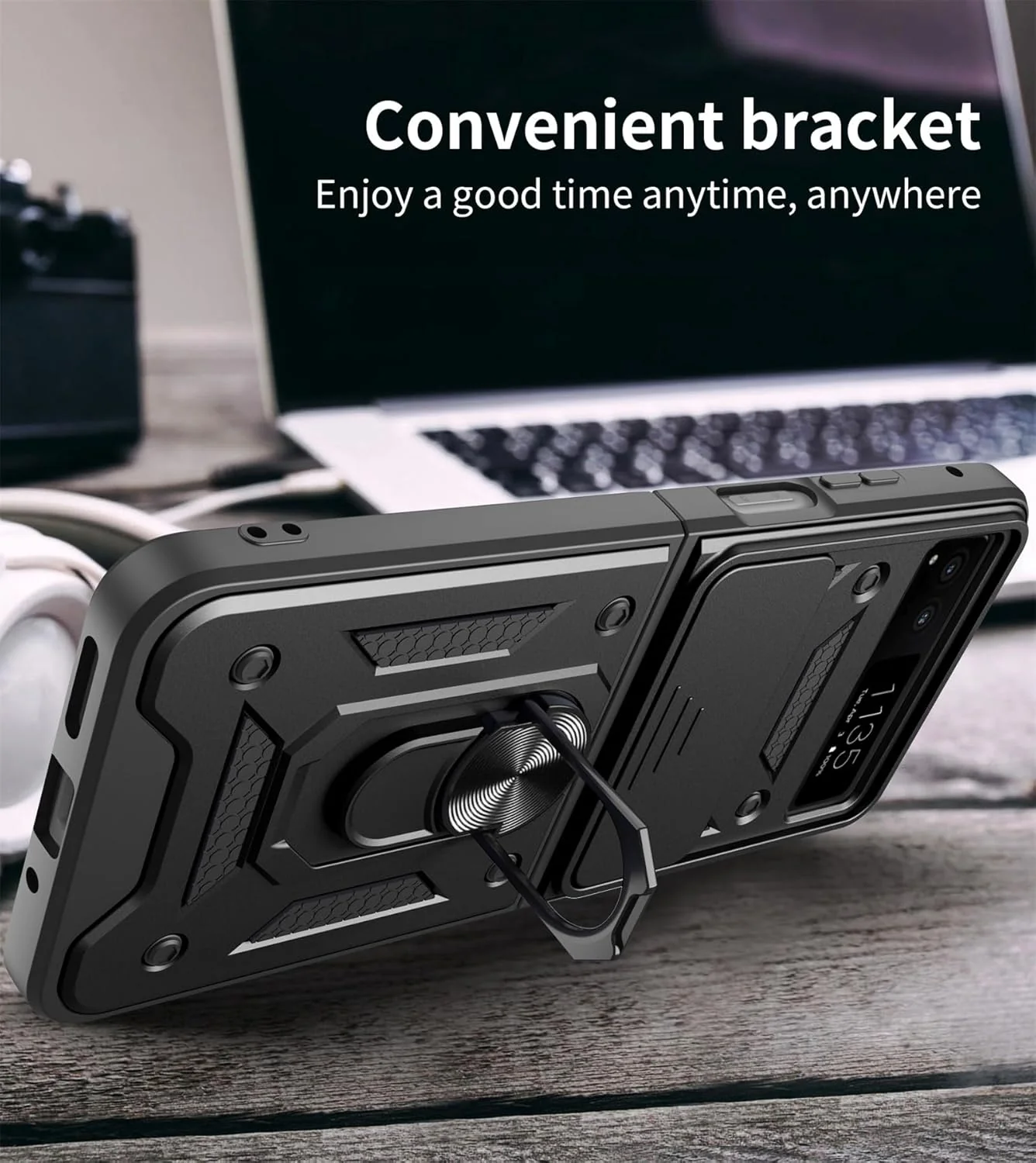 [Sliding Camera Cover][Built-in Stand] Motorola Moto Razr 40/Razr 2023 - Military Grade Hard PC Rugged Heavy Duty Case - Image 6