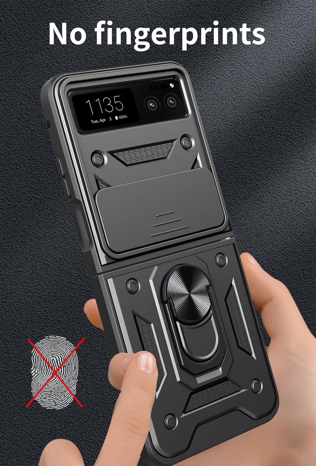 [Sliding Camera Cover][Built-in Stand] Motorola Moto Razr 40/Razr 2023 - Military Grade Hard PC Rugged Heavy Duty Case - Image 7