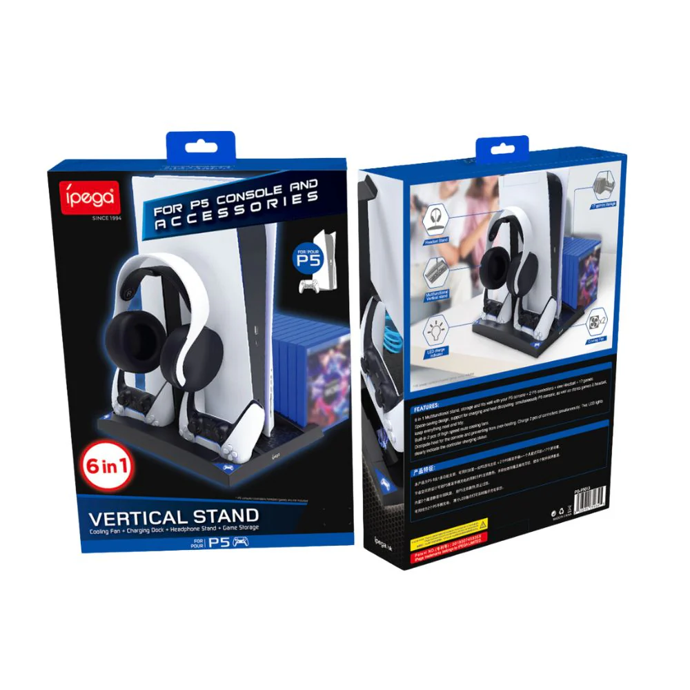 Sony Playstation 5 / PS5 - 4 in 1 Multi function Cooling & Charging Station with Fan & Game Storage