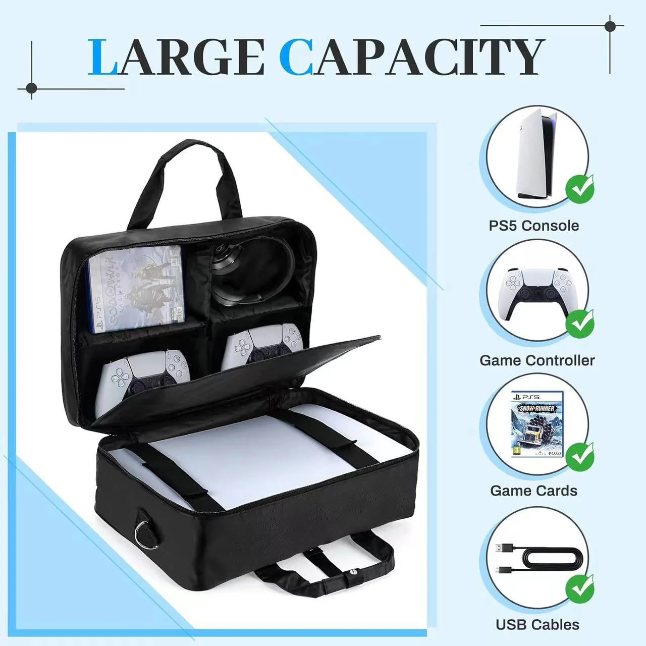 SONY PlayStation 5 / PS5 All-in-one Multifunction Durable Carry Hand Bag Travel Storage Bag - Image 2