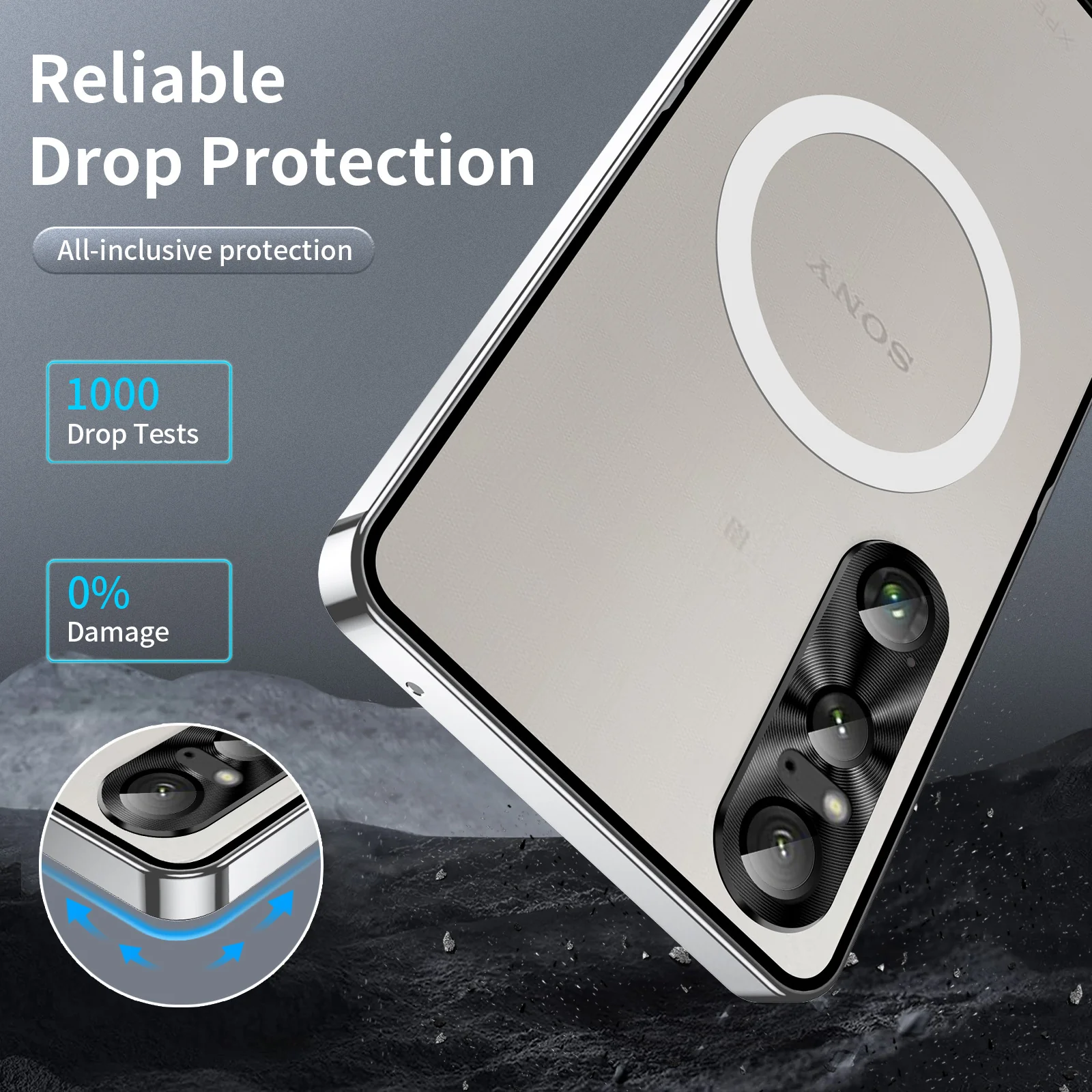 Sony Xperia 1 IV - Shockproof Aluminum Metal Bumper Magnetic Matte Back Cover Case - Image 5