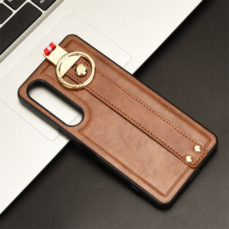 Sony Xperia 1 IV - Shockproof Wristband Leather Stand Case With Ring Holder - Image 10