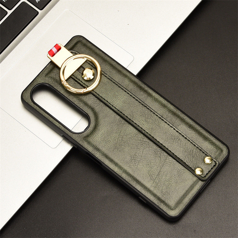 Sony Xperia 1 IV - Shockproof Wristband Leather Stand Case With Ring Holder - Image 11