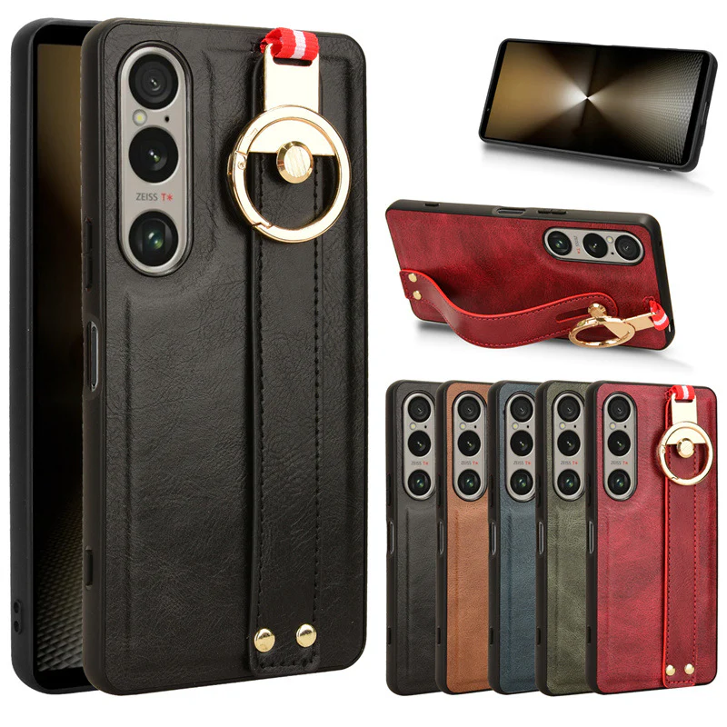 Sony Xperia 1 IV - Shockproof Wristband Leather Stand Case With Ring Holder - Image 12