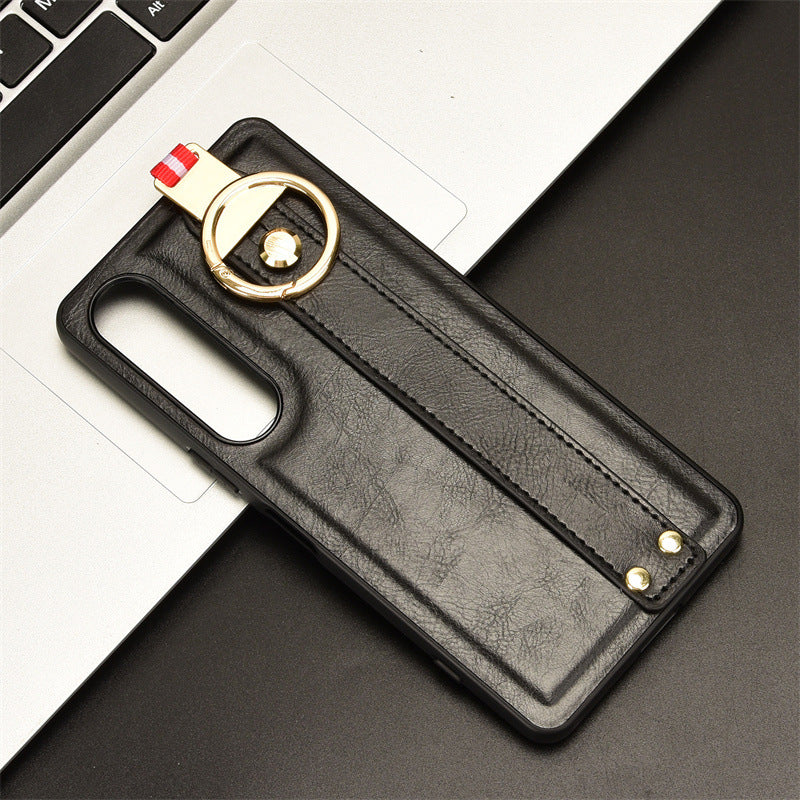 Sony Xperia 1 IV - Shockproof Wristband Leather Stand Case With Ring Holder - Image 7