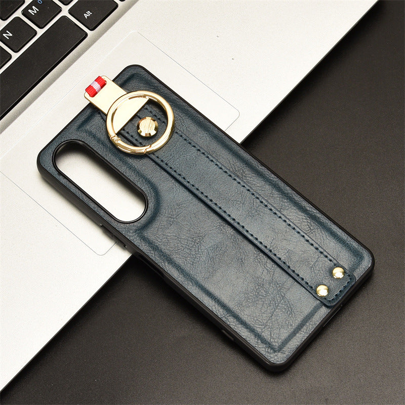 Sony Xperia 1 IV - Shockproof Wristband Leather Stand Case With Ring Holder - Image 8