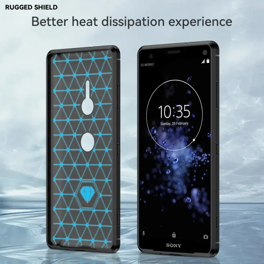 Sony Xperia XZ2 Compact - Brushed Carbon Fiber TPU Heavy Duty Series Case - Image 11