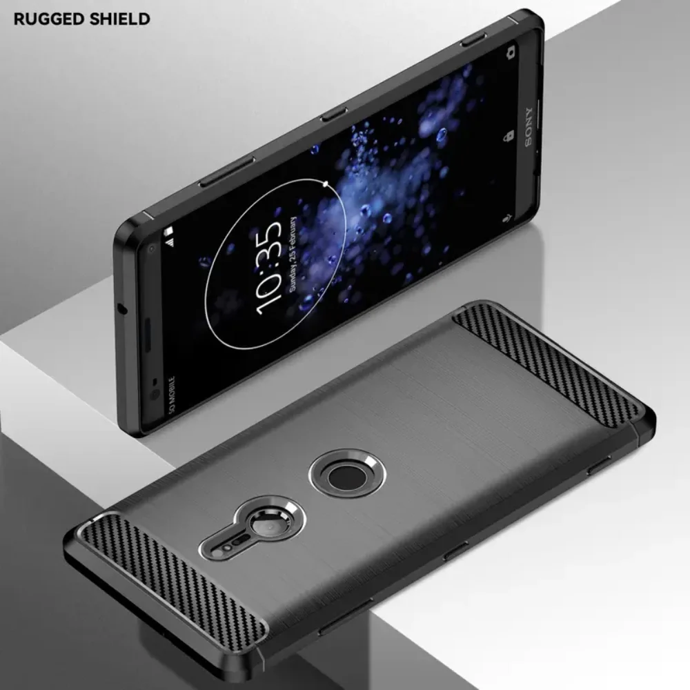 Sony Xperia XZ2 Compact - Brushed Carbon Fiber TPU Heavy Duty Series Case - Image 13