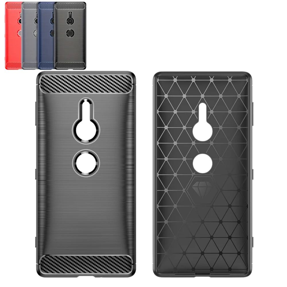 Sony Xperia XZ2 Compact - Brushed Carbon Fiber TPU Heavy Duty Series Case - Image 2