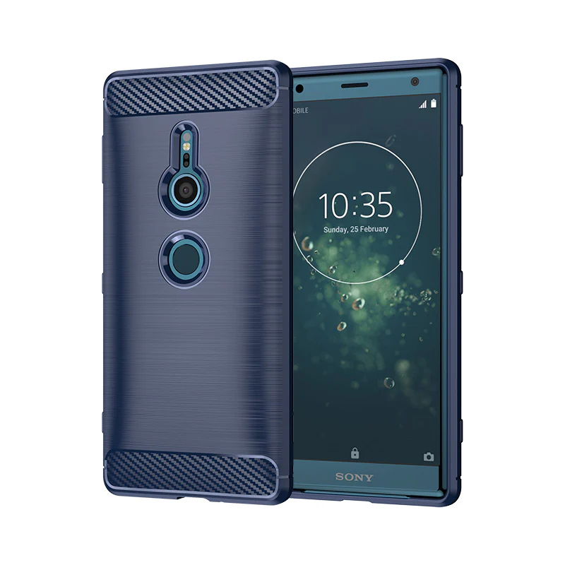 Sony Xperia XZ2 Compact - Brushed Carbon Fiber TPU Heavy Duty Series Case - Image 4
