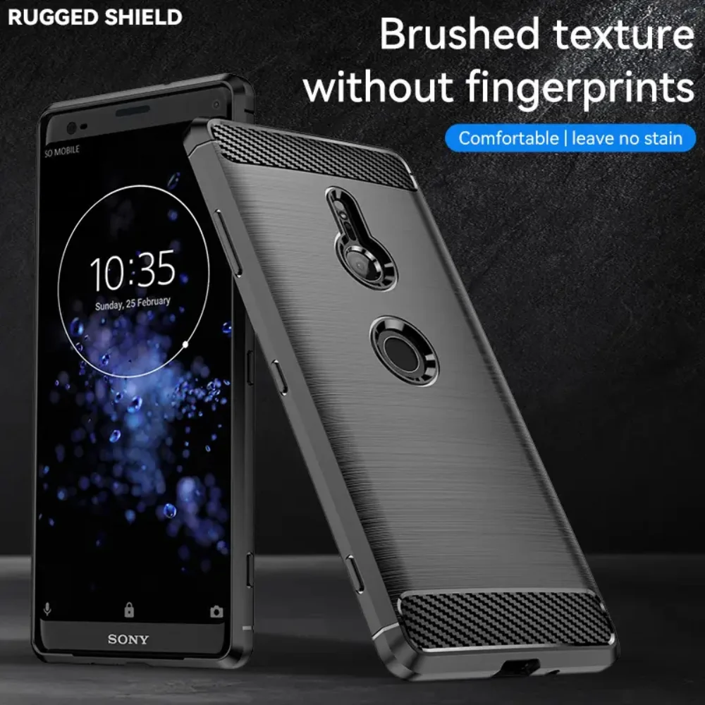 Sony Xperia XZ2 Compact - Brushed Carbon Fiber TPU Heavy Duty Series Case - Image 6