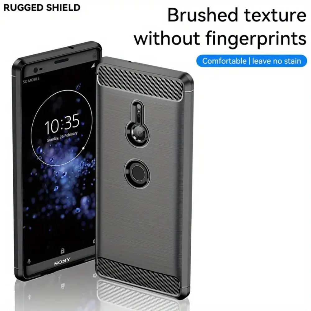 Sony Xperia XZ2 Compact - Brushed Carbon Fiber TPU Heavy Duty Series Case - Image 7