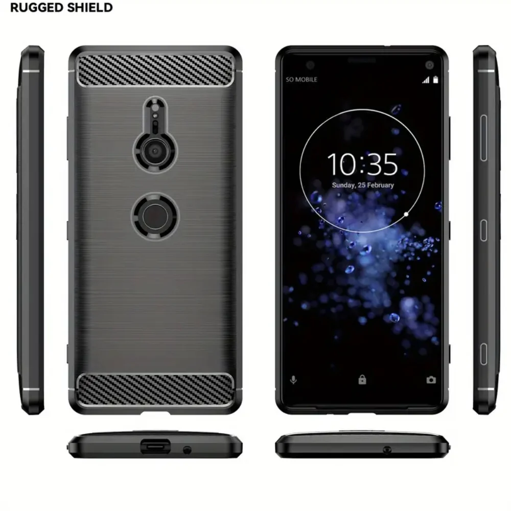 Sony Xperia XZ2 Compact - Brushed Carbon Fiber TPU Heavy Duty Series Case - Image 8