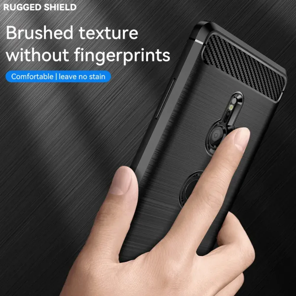 Sony Xperia XZ2 Compact - Brushed Carbon Fiber TPU Heavy Duty Series Case - Image 9