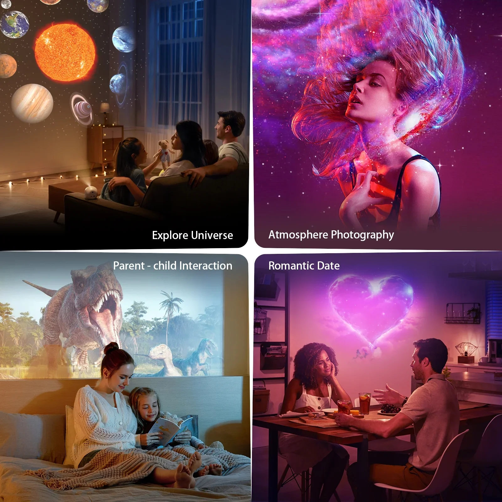 Star Projector, 360 Rotatable Galaxy Projector Wtih Timer,4K 13 HD Film Discsfor Bedroom, Night Light Projector for Kids & Adults Bedroom Christmas Decor - Image 3