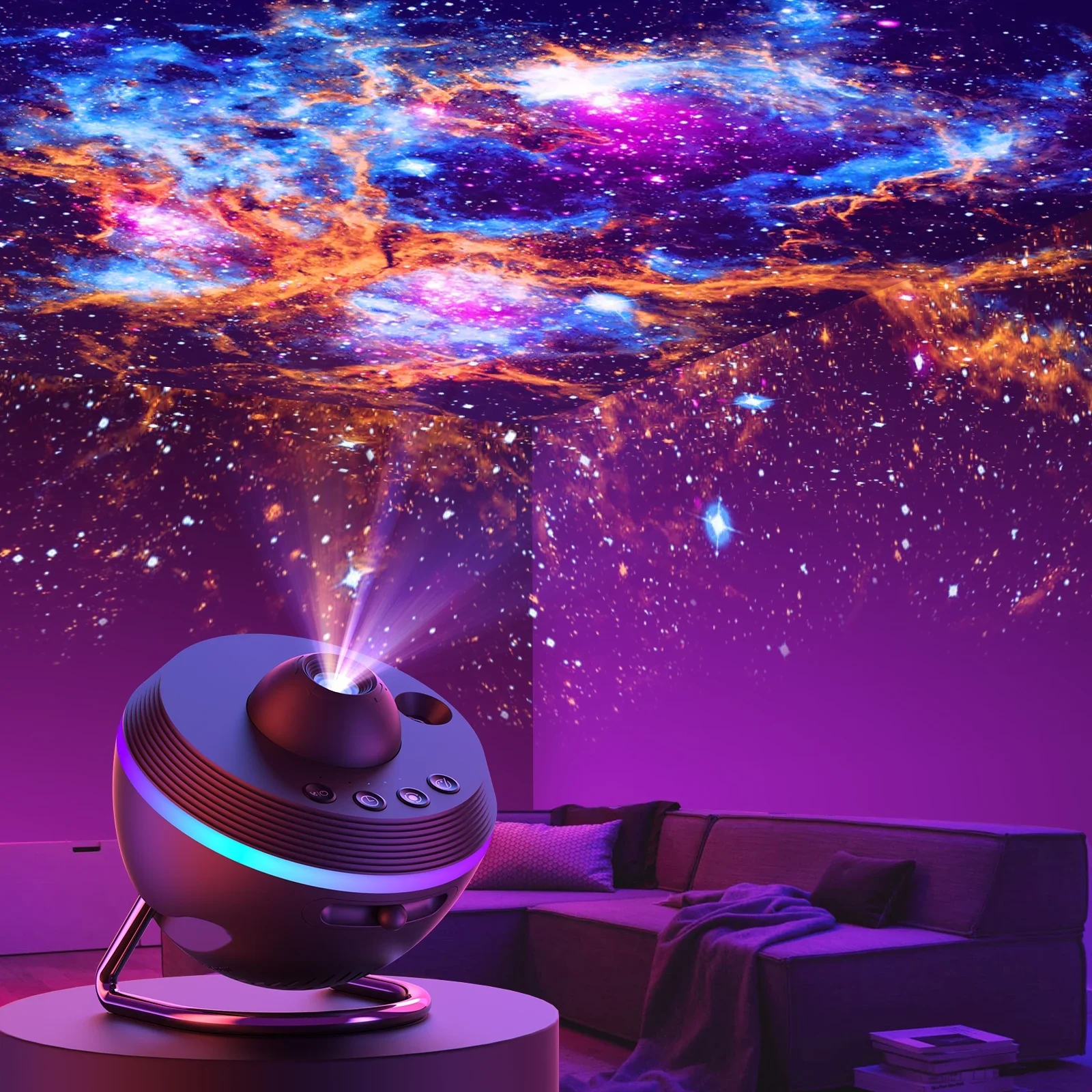 Star Projector, 360 Rotatable Galaxy Projector Wtih Timer,4K 13 HD Film Discsfor Bedroom, Night Light Projector for Kids & Adults Bedroom Christmas Decor - Image 7