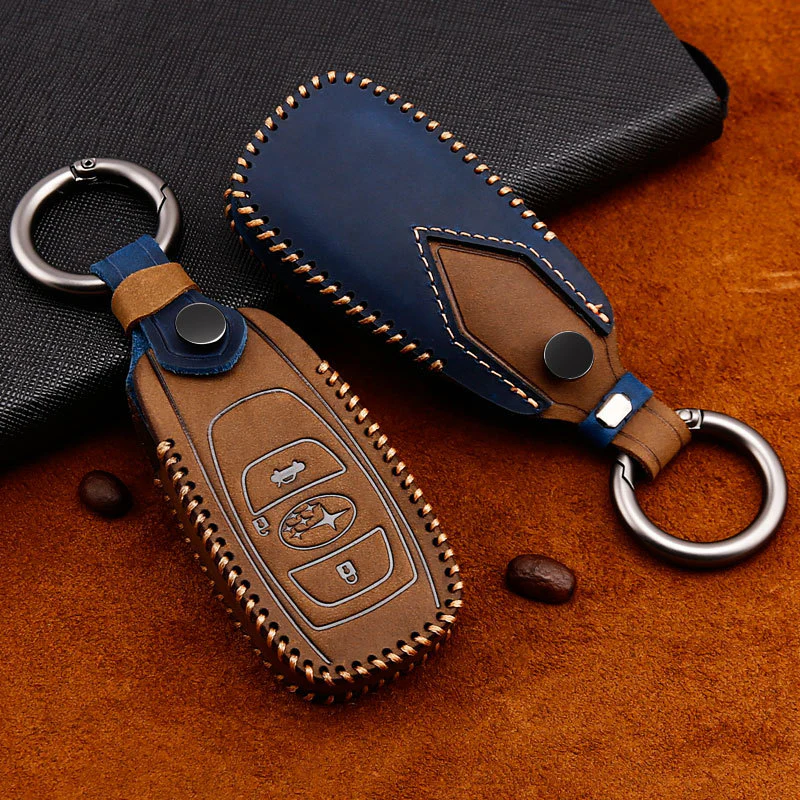Subaru Cowhide Leather Car Key Fob Protective Cover Case For Outback, Forester, Crosstrek, Legacy, WRX, Impreza, XV, Ascent