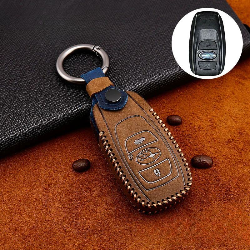 Subaru Cowhide Leather Car Key Fob Protective Cover Case For Outback, Forester, Crosstrek, Legacy, WRX, Impreza, XV, Ascent - Image 3