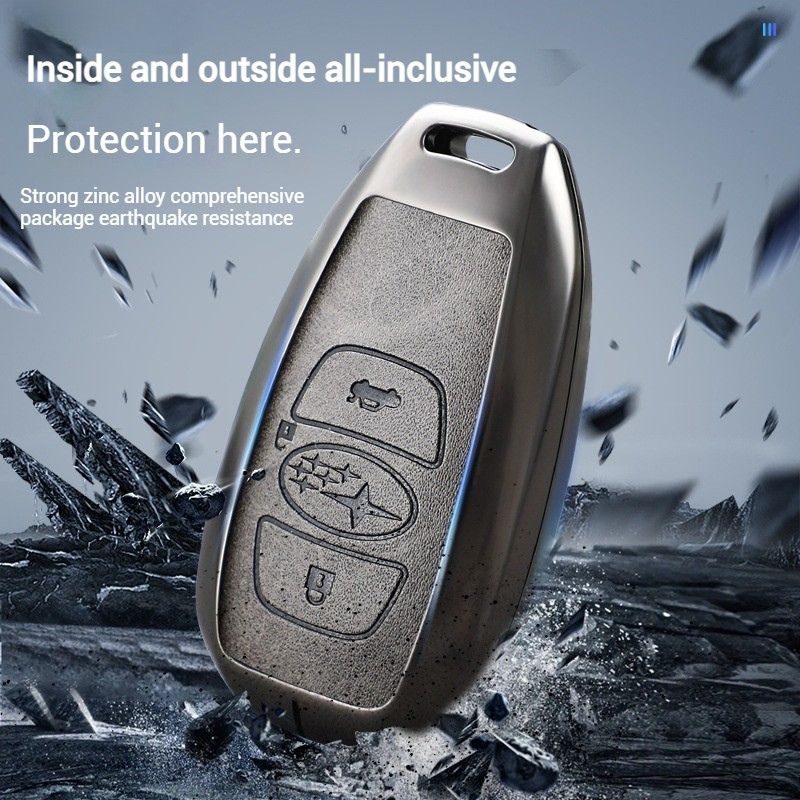Subaru Zinc Alloy + PU Leather Car Key Fob Protective Cover Case For Outback, Forester, Impreza, WRX, XV, Crosstrek, Ascent, Legacy, STI - Image 3