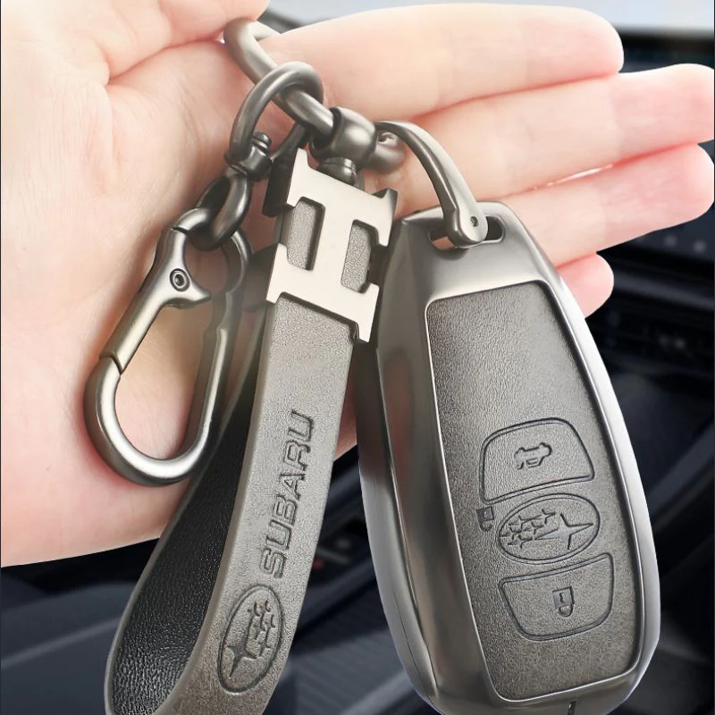 Subaru Zinc Alloy + PU Leather Car Key Fob Protective Cover Case For Outback, Forester, Impreza, WRX, XV, Crosstrek, Ascent, Legacy, STI - Image 5