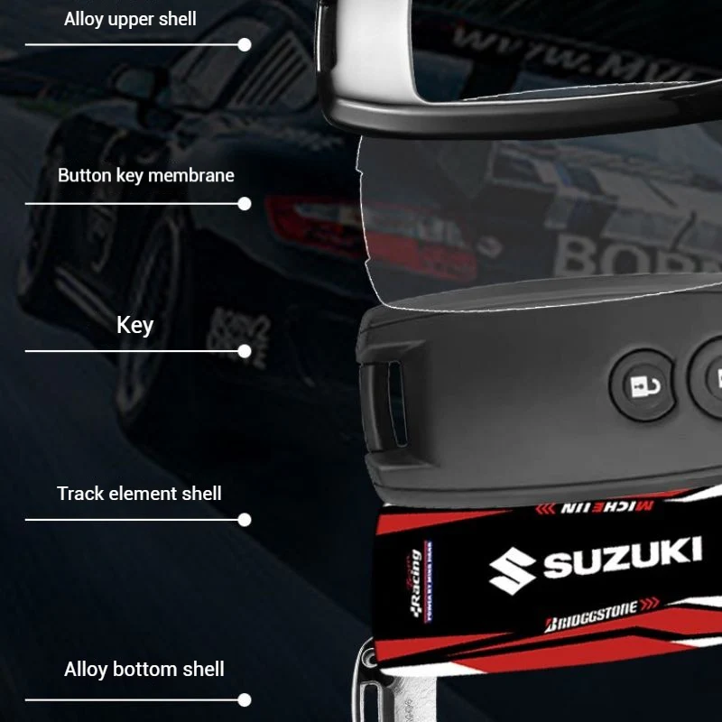 Suzuki Stylish Racing-inspired Design Car Key Fob Case Cover For Hustler, SX4, S-Cross, Baleno, Ertiga, Ciaz, Ignis, Kizashi, Swift, Vitara, Alto, Celerio, Brezza - Image 2