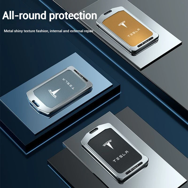 Tesla Alloy-Framed Leather Card Key Case for Model 3 & Model Y - Image 2