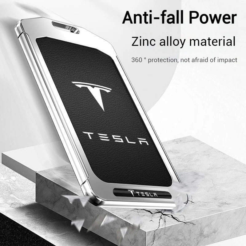 Tesla Alloy-Framed Leather Card Key Case for Model 3 & Model Y - Image 4