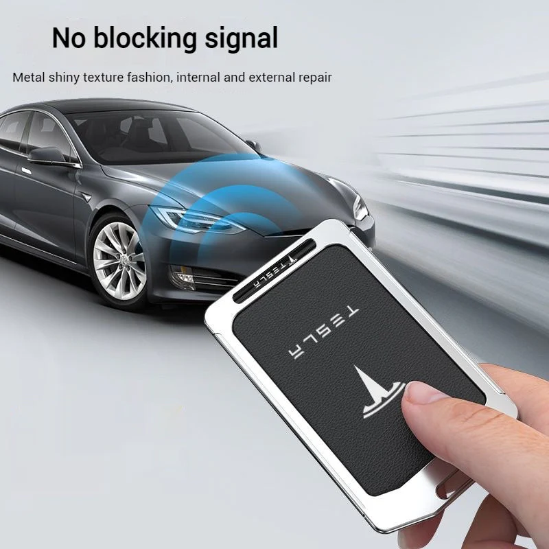 Tesla Alloy-Framed Leather Card Key Case for Model 3 & Model Y - Image 6