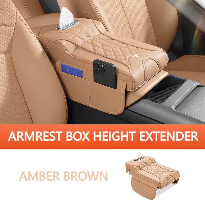 Tesla Car Multi-Functional Leather Armrest Box Heightening Pad for Model Y, Model 3 - Image 10