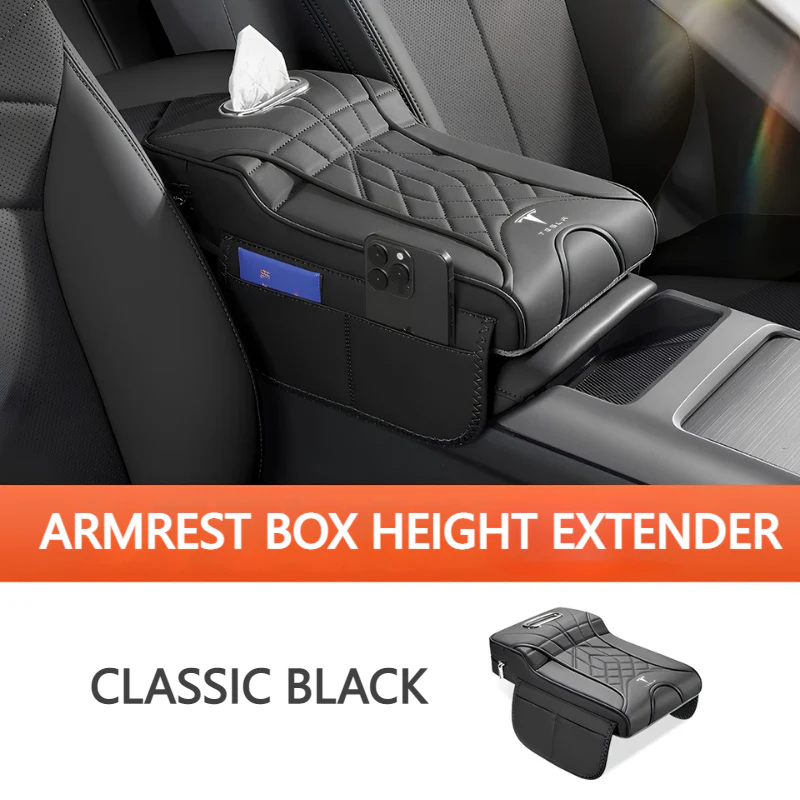 Tesla Car Multi-Functional Leather Armrest Box Heightening Pad for Model Y, Model 3 - Image 11