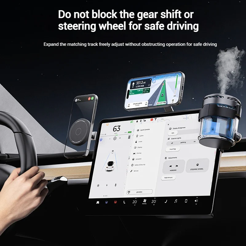 Tesla Car-Specific Model 3/Y For Silicone Magnetic MagSafe Sliding Car Screen Mount - Image 5