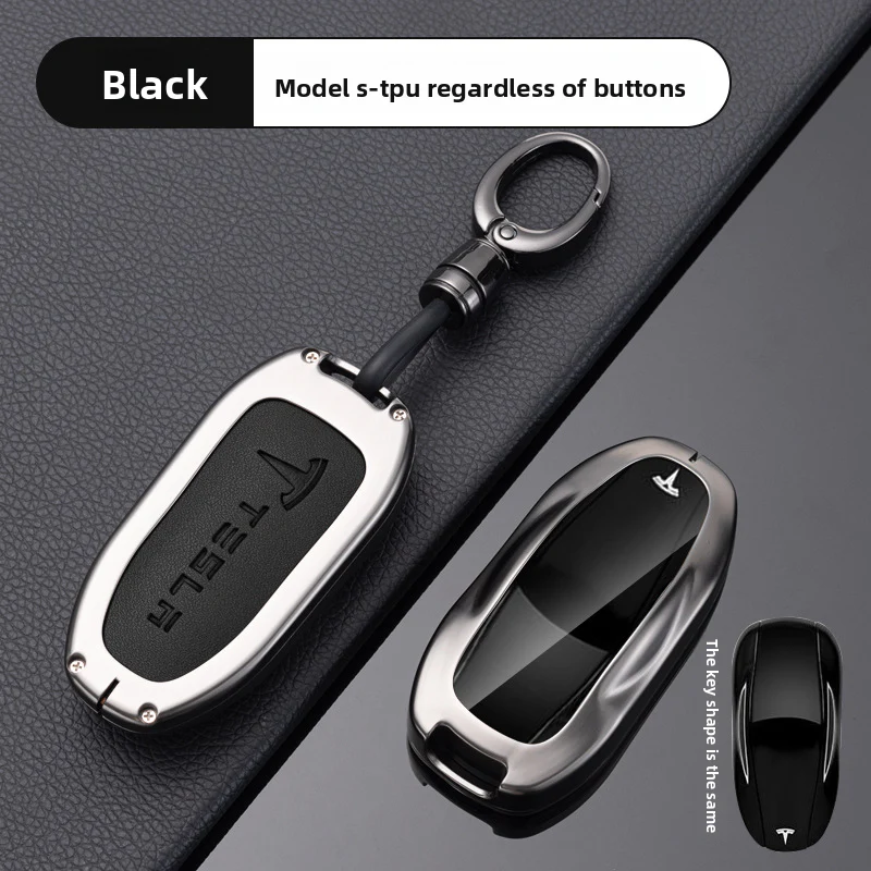 Tesla Full Aluminum Alloy + TPU Film & PU Leather Cover Car Key Fob Case for Model S, Model X - Image 10