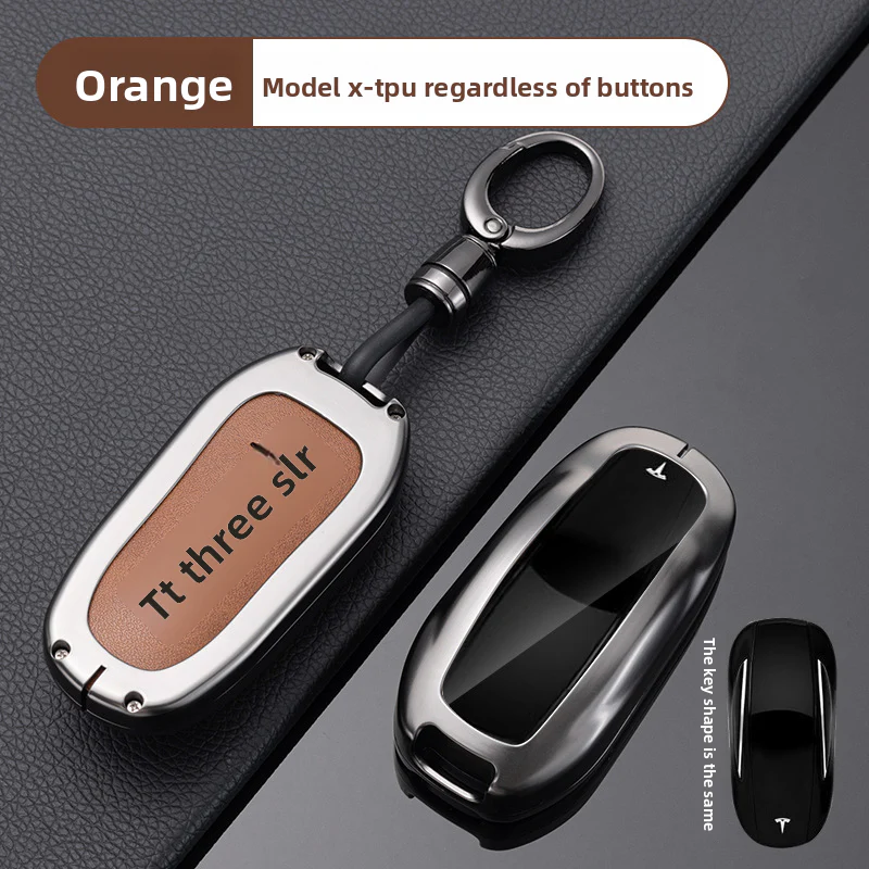 Tesla Full Aluminum Alloy + TPU Film & PU Leather Cover Car Key Fob Case for Model S, Model X - Image 12