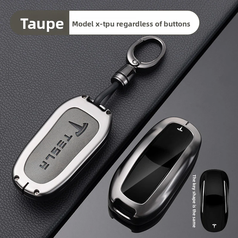 Tesla Full Aluminum Alloy + TPU Film & PU Leather Cover Car Key Fob Case for Model S, Model X - Image 14