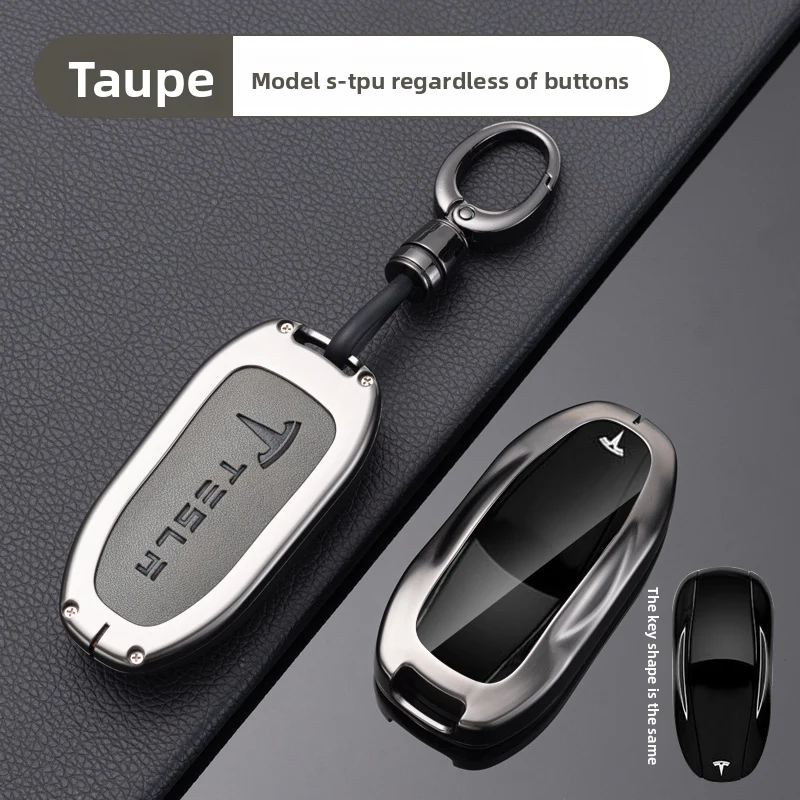 Tesla Full Aluminum Alloy + TPU Film & PU Leather Cover Car Key Fob Case for Model S, Model X - Image 8
