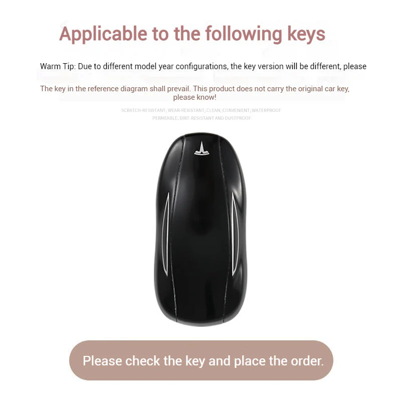 Tesla Metallic Finish + Lychee Pattern Car Key Fob Case for Model 3, Y, X, S - Image 4