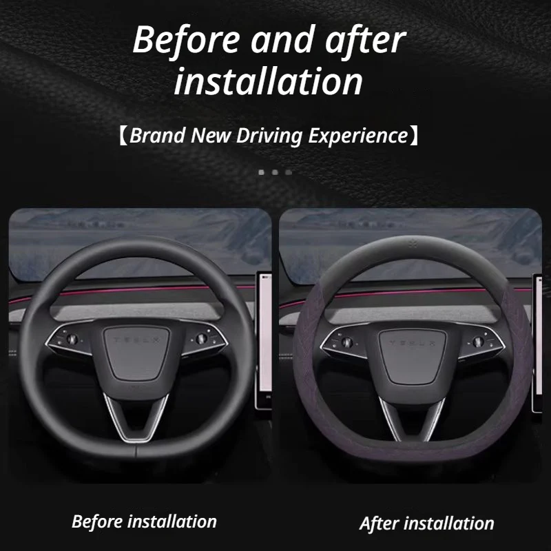 Tesla Soft Suede All-Season Comfort & Anti-Slip Steering Wheel Cover For Model Y, Model 3 - Image 2