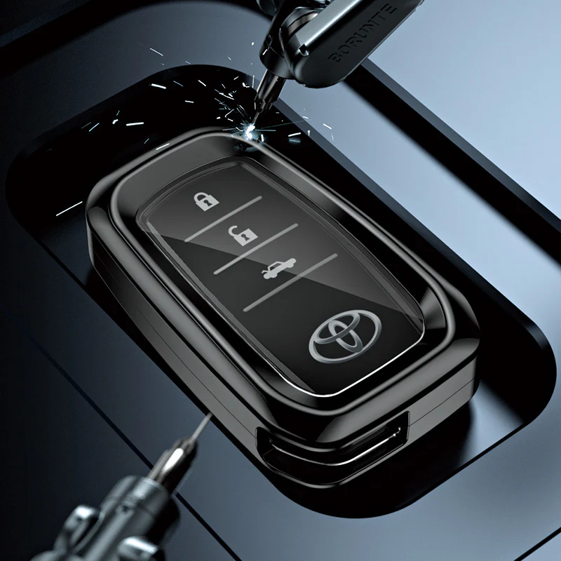 Toyota Alloy + TPU Film Protection Car Key Fob Case Cover For Camry, Highlander, Levin, Crown, RAV4, Alphard, Prius, Avalon, Corolla - Image 3