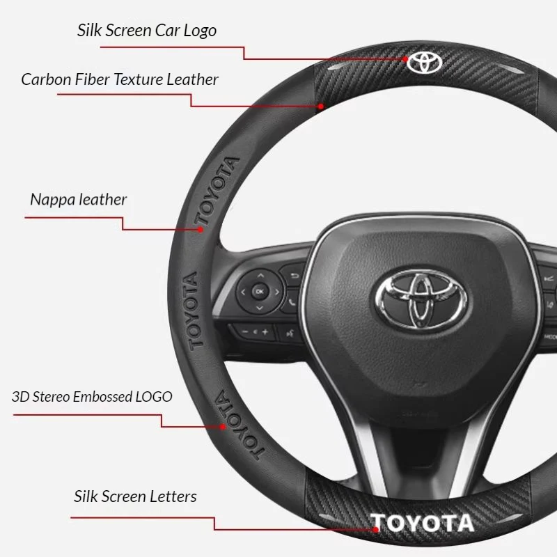 Toyota Carbon Fiber & Nappa Leather Grip Steering Wheel Cover for 9th Gen Camry, RAV4, Corolla, Levin, Venza, Highlander, Avalon - Image 4