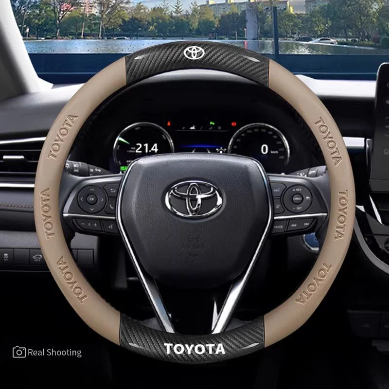 Toyota Carbon Fiber & Nappa Leather Grip Steering Wheel Cover for 9th Gen Camry, RAV4, Corolla, Levin, Venza, Highlander, Avalon - Image 6