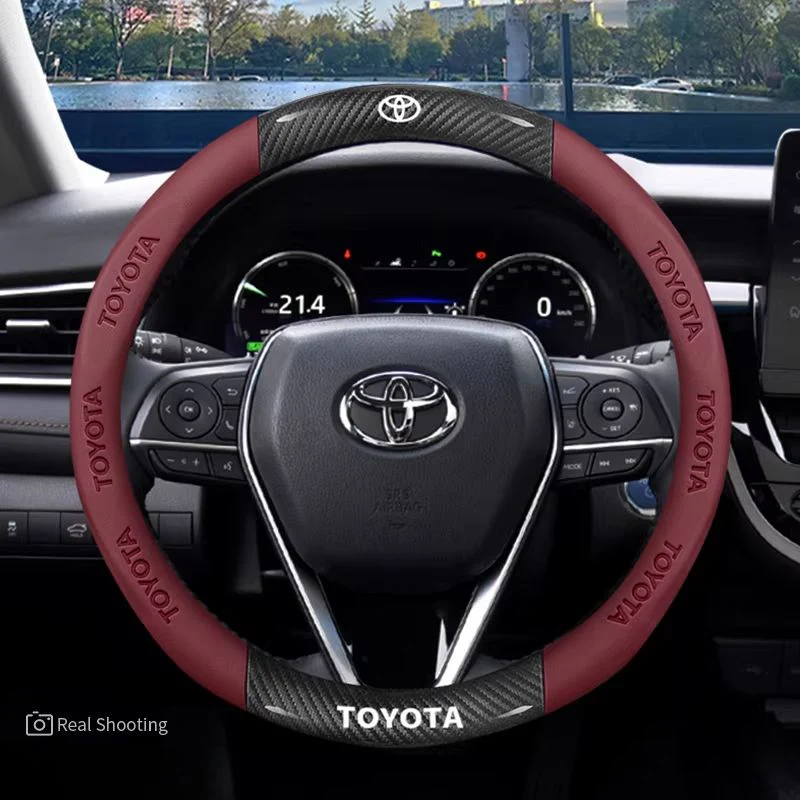 Toyota Carbon Fiber & Nappa Leather Grip Steering Wheel Cover for 9th Gen Camry, RAV4, Corolla, Levin, Venza, Highlander, Avalon - Image 7