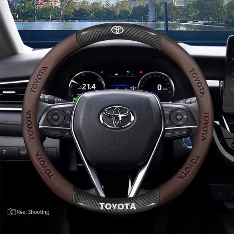 Toyota Carbon Fiber & Nappa Leather Grip Steering Wheel Cover for 9th Gen Camry, RAV4, Corolla, Levin, Venza, Highlander, Avalon - Image 8