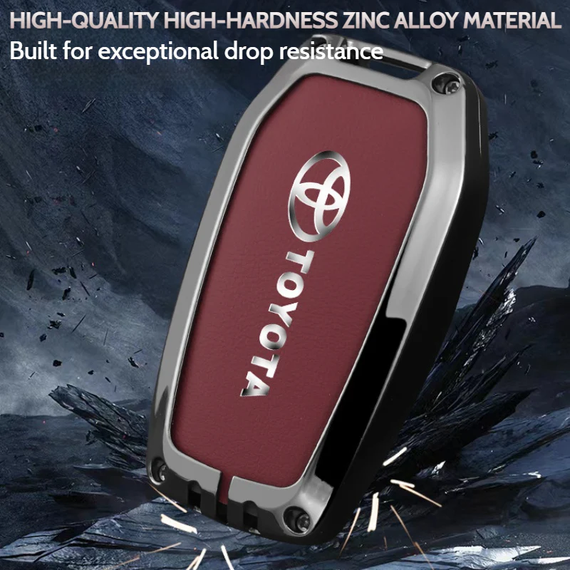 Toyota Full Metal Coverage + PU Leather Car Key Fob Case Cover For Camry, Camry Hybrid, Prius, Avalon, Highlander, Corolla, RAV4, 4Runner - Image 3